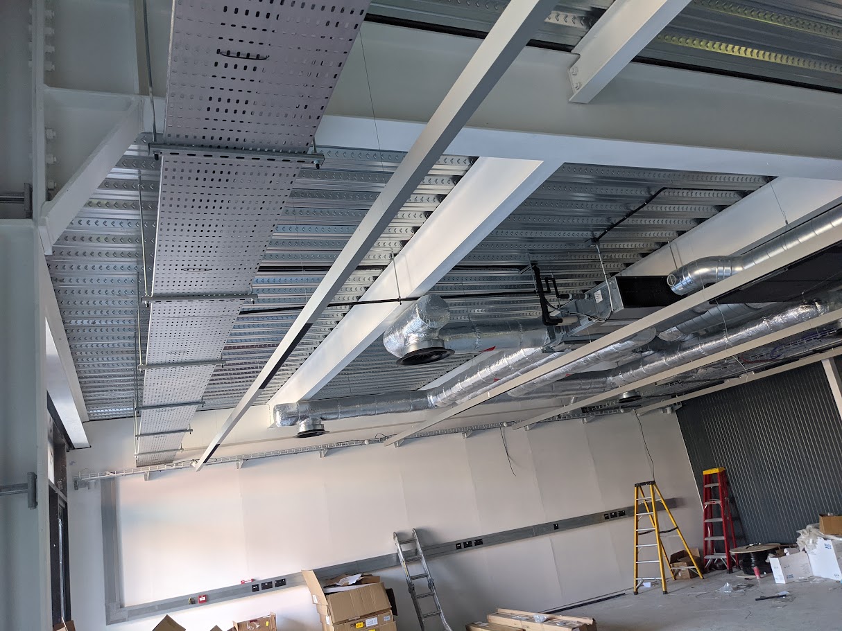 Suspended ceiling installation during a commercial refurbishment project