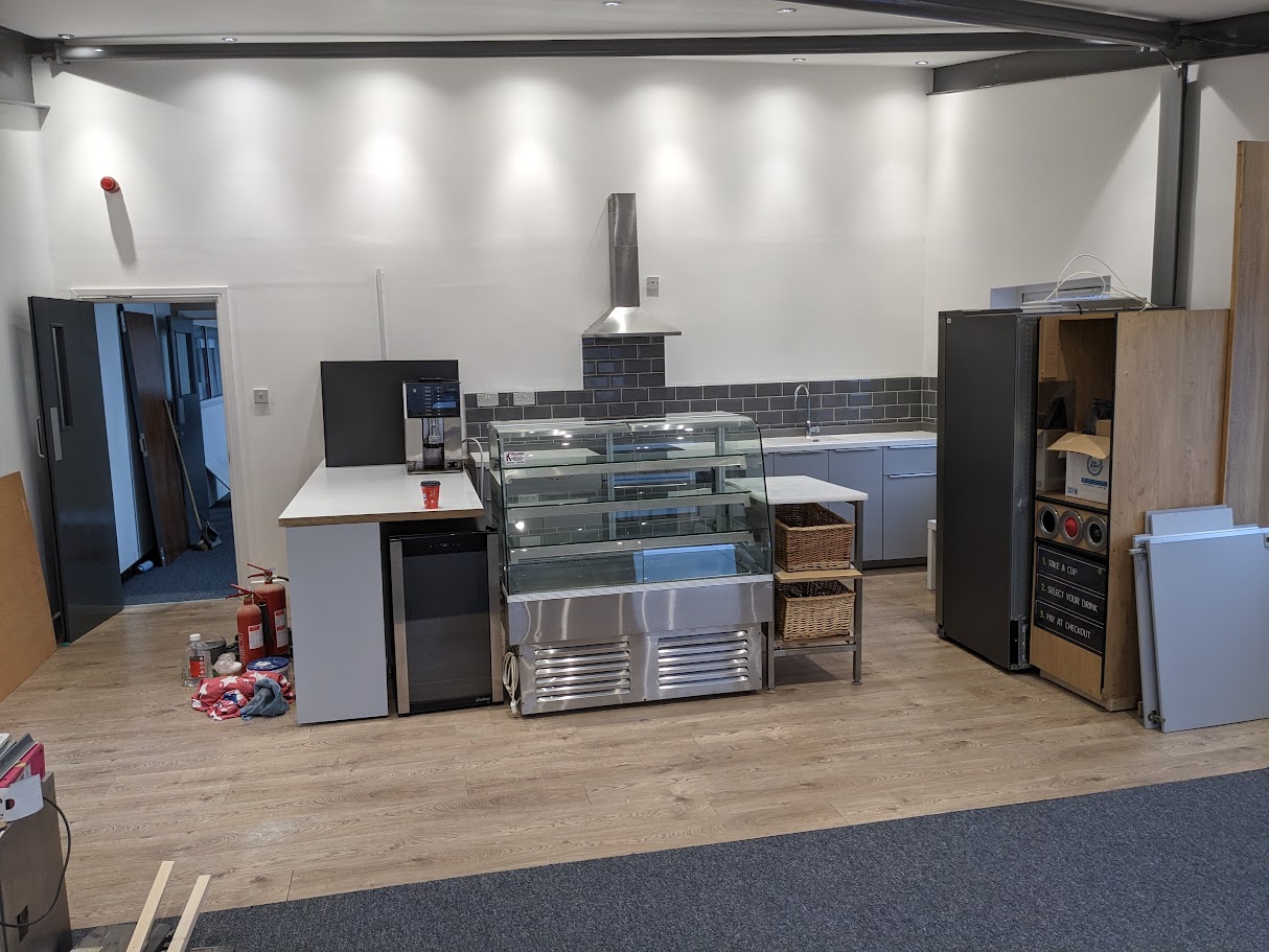 Commercial decorators carrying out works used to illustrate pricing for commercial decorating