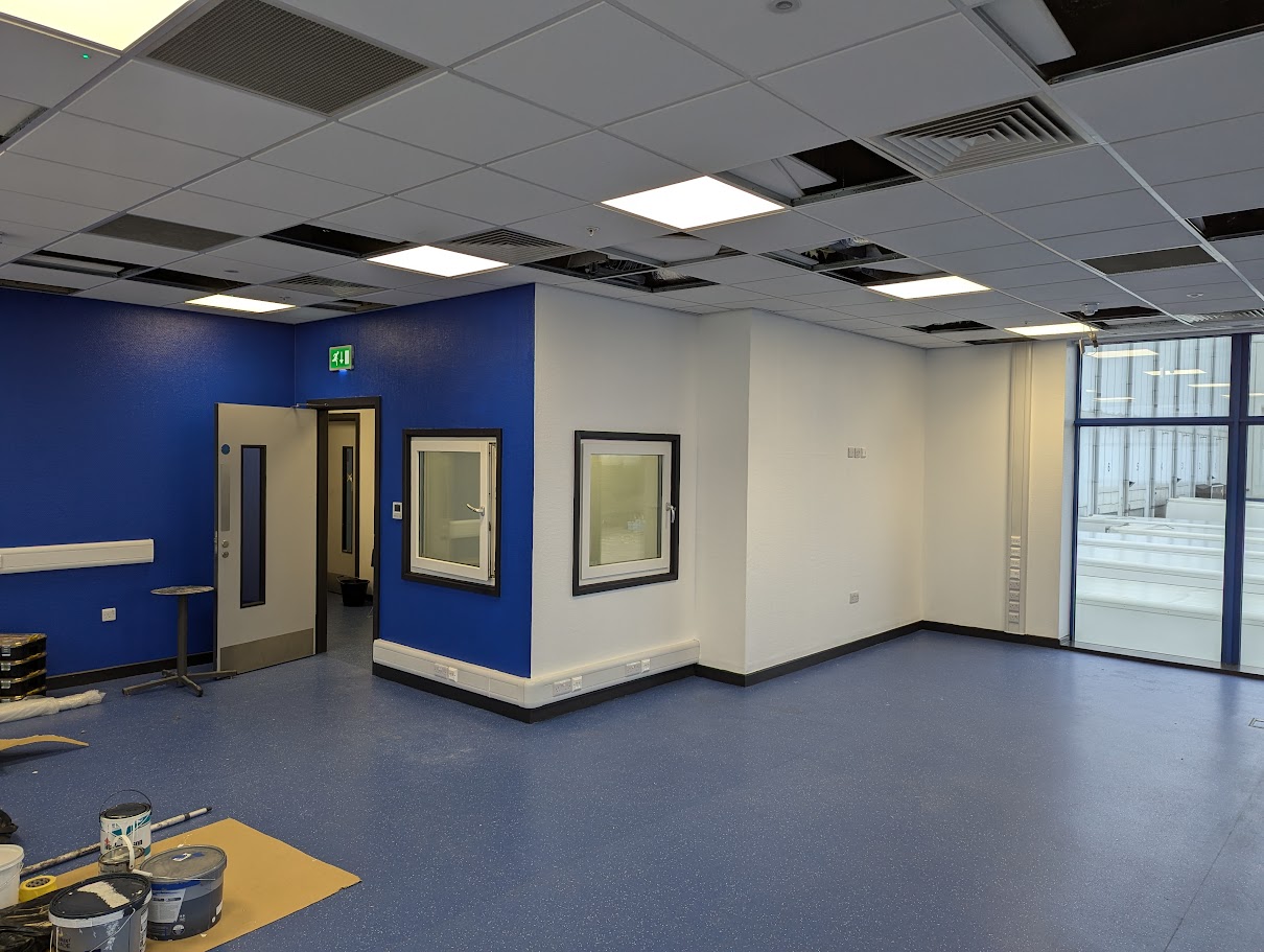 Commercial contractors carrying out interior refurbishment works in an office building