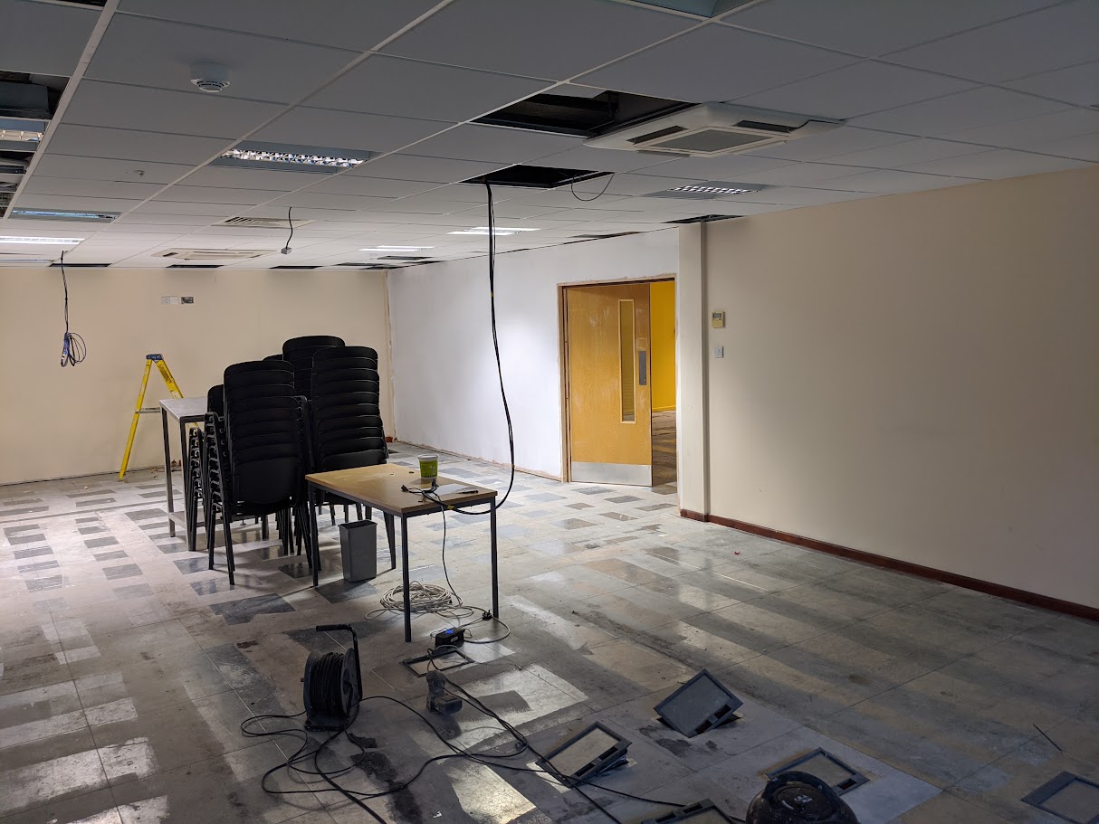 Commercial contractors carrying out a full office strip out before refurbishment