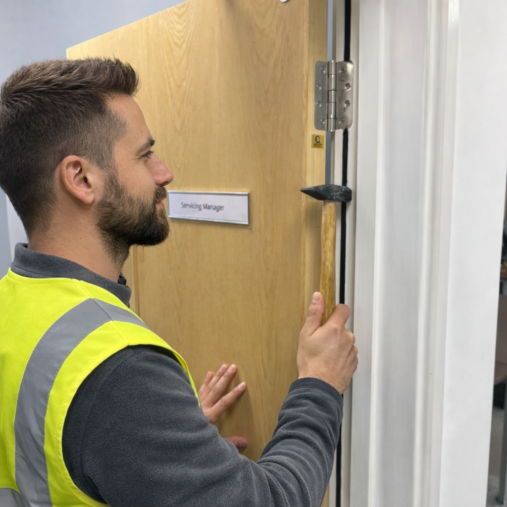 Intumescent seals fitted to a fire door frame