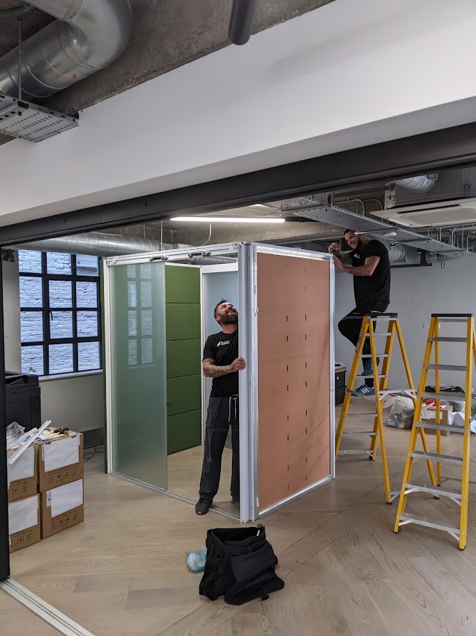 Internal office layout being created with metal stud partition systems during a refurbishment