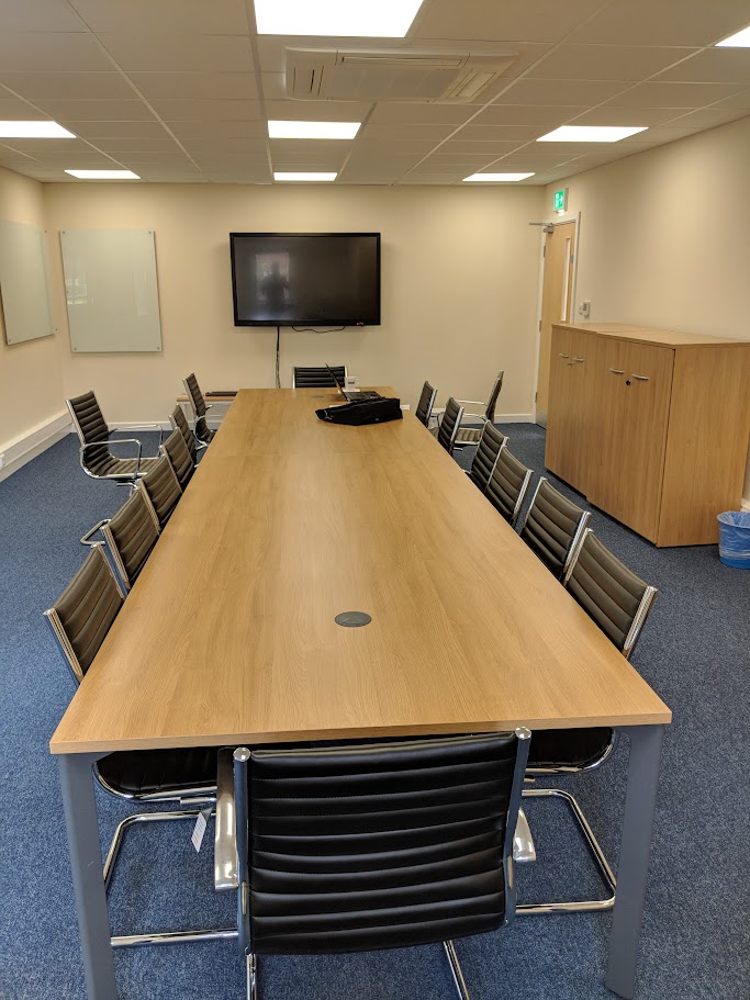 Completed office refurbishment showing finished commercial workspace interior