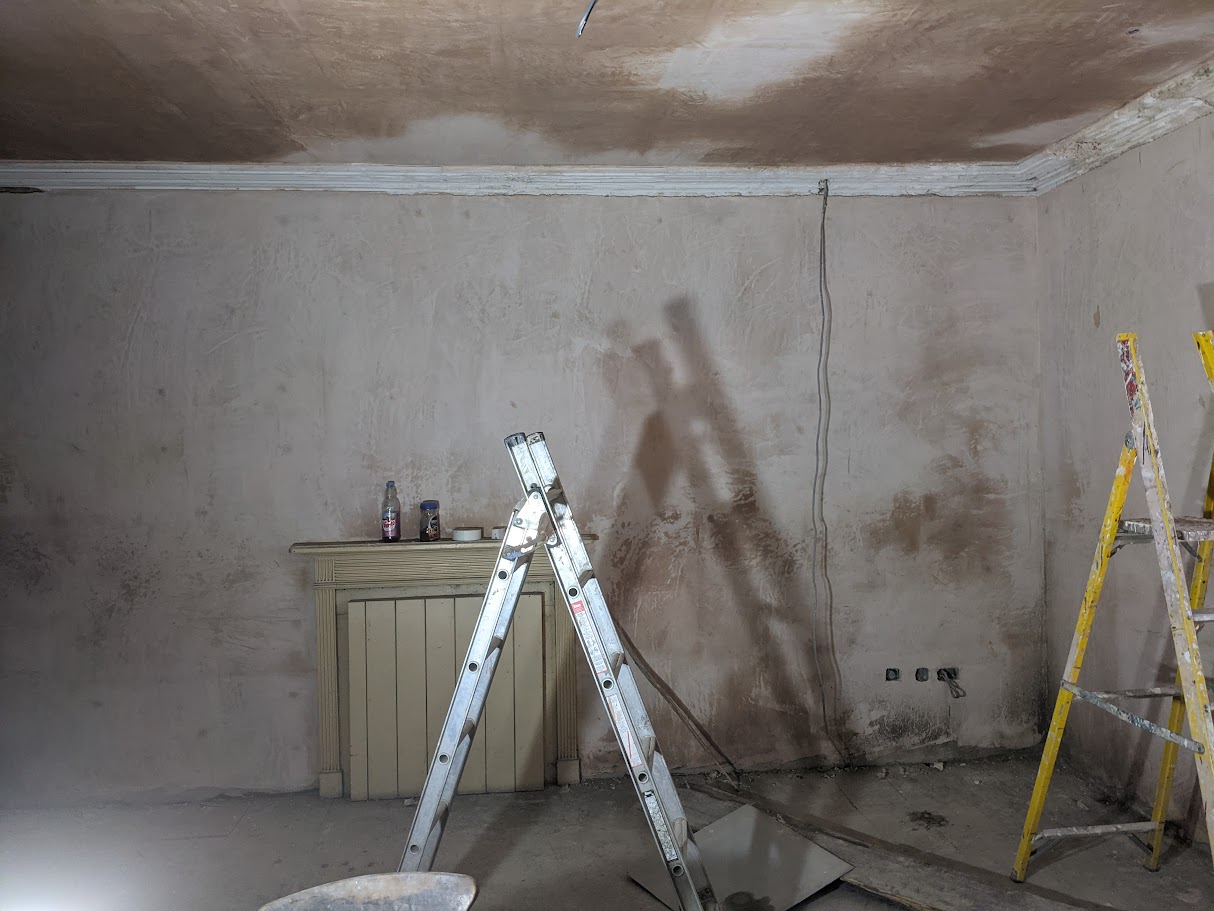 Preparing surfaces before plastering in a commercial unit
