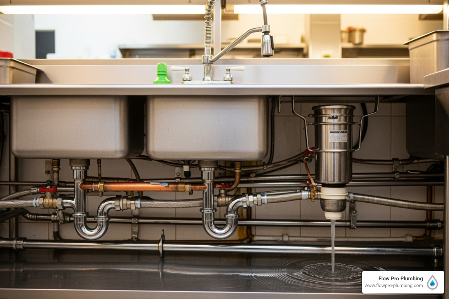 Commercial plumber installing pipework in building plant room