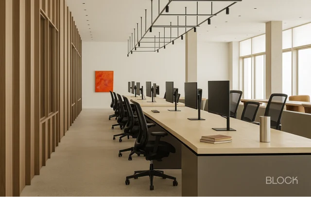 Commercial refurbishment contractors upgrading modern office interior