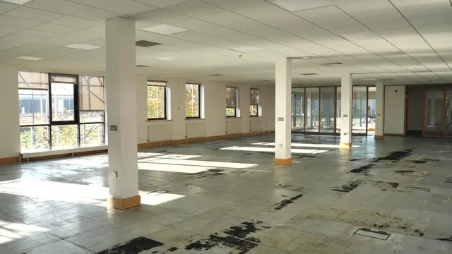 Commercial strip out contractors removing office ceilings and partitions