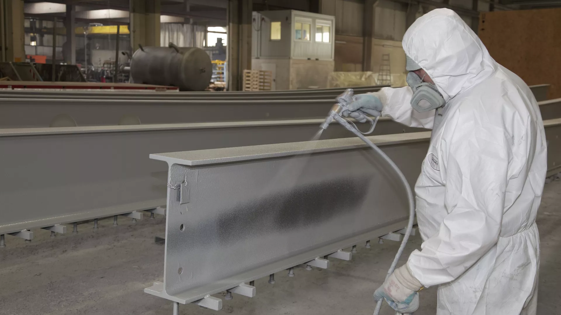 Protective coating application on commercial steel structure