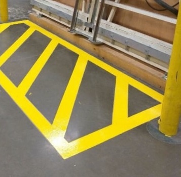 Warehouse floor line marking and safety coating installation